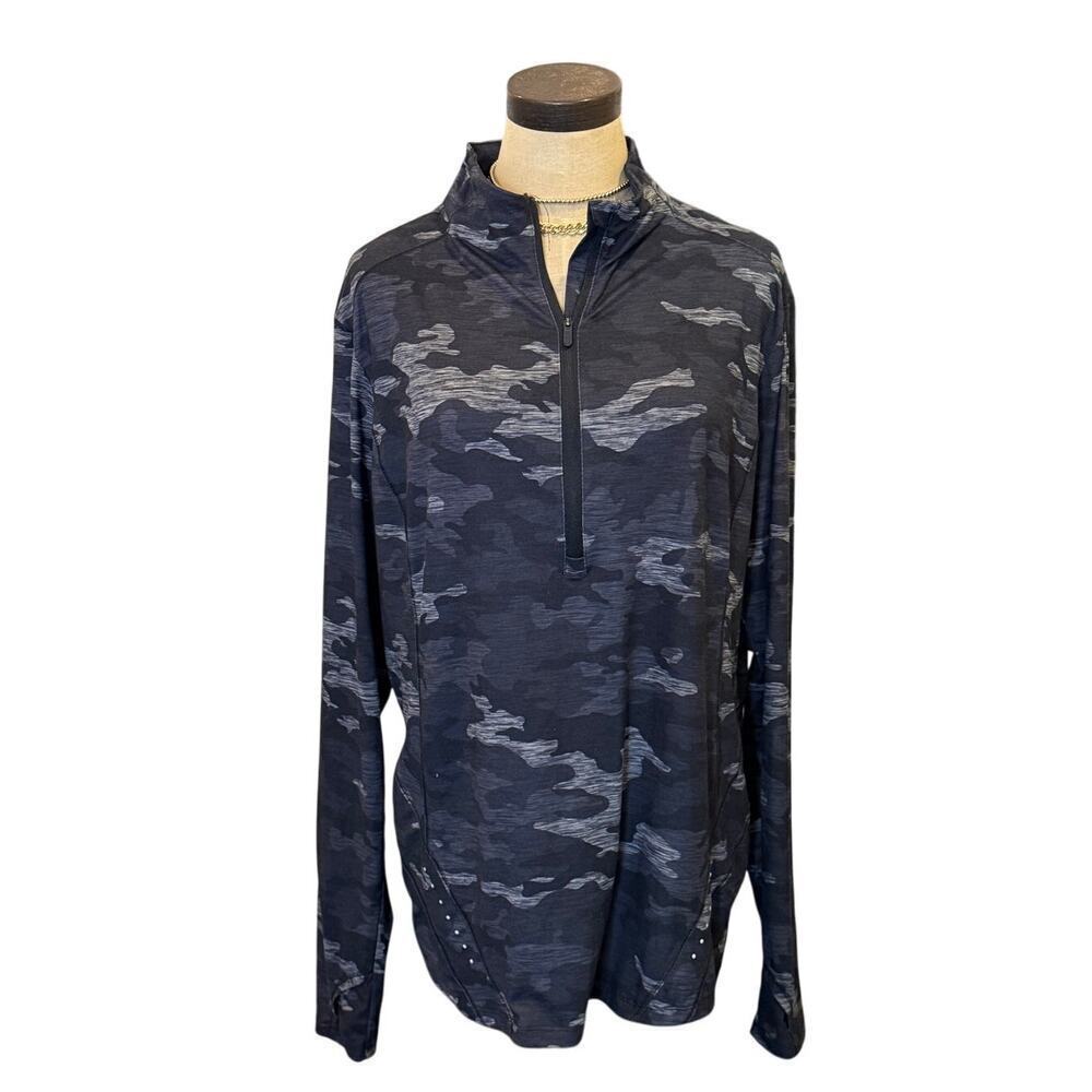 AVIA Black Camo 1/4 Zip Pullover Jacket Shirt XXL 2XL